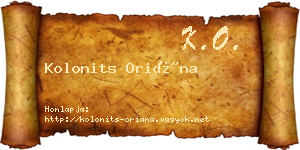 Kolonits Oriána névjegykártya